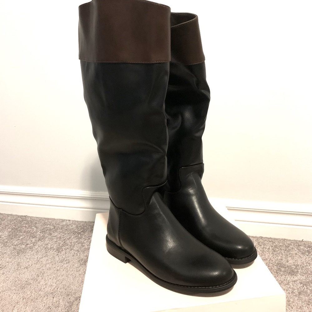 Two tone knee high boots